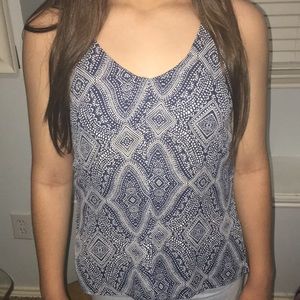 Patterned navy blue tank top